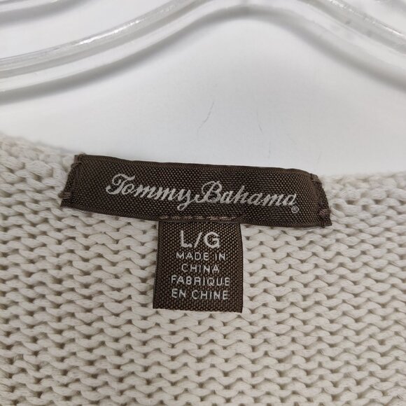 Tommy Bahama Women's Sweater Size L Striped Blue Cream Knitwear Cotton Outerwear - Picture 2 of 10